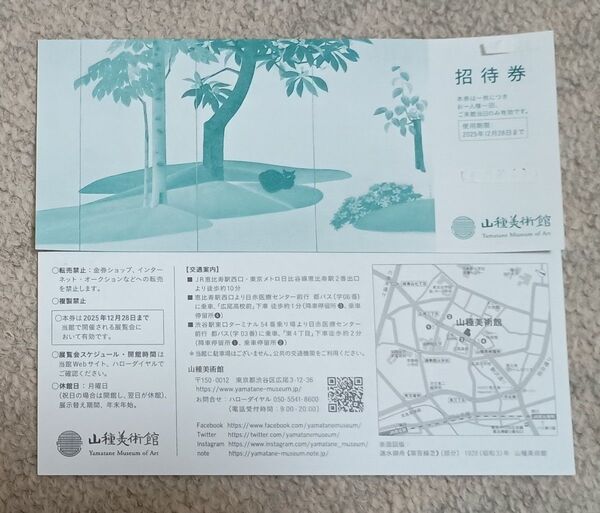 山種美術館 招待券 1枚 2025年12月28日まで有効