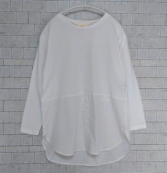 earth music&ecology レイアードシャツ ドッキングシャツ 異種切り替えロンTシャツ
