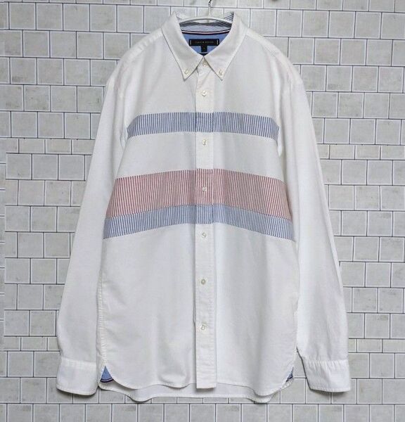 TOMMY HILFIGER トミーヒルフィガー 長袖シャツ XL ホワイト 白 ボタンダウン 白シャツ コットン 綿100%