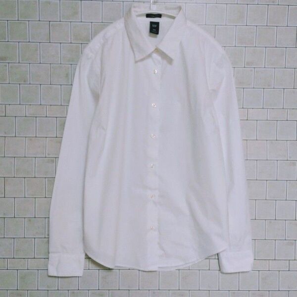 GAP 長袖シャツ ホワイト 白 ワイシャツ コットン 綿 M シャツ ブラウス