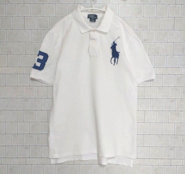 POLO by Ralph Lauren ビックホース 半袖ポロシャツ 白 ポロラルフローレン シャツ (L 14-16)