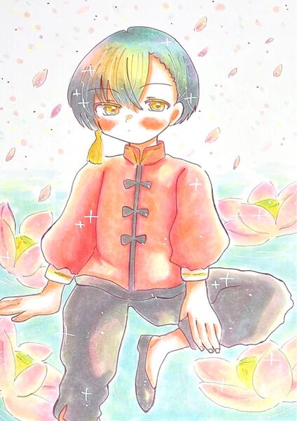 【送料込】オリジナル 手描きイラスト 蓮 【B5ボード】