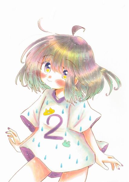 【送料込】オリジナル 手描きイラスト しとしとちゃん 【A4】