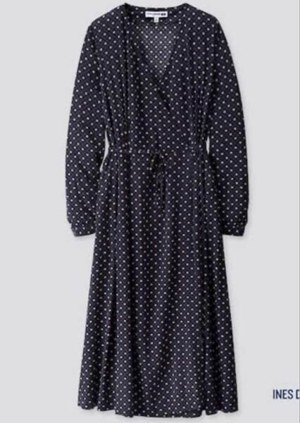 ユニクロ UNIQLO イネス レーヨンプリントカシュクールワンピース サイズM