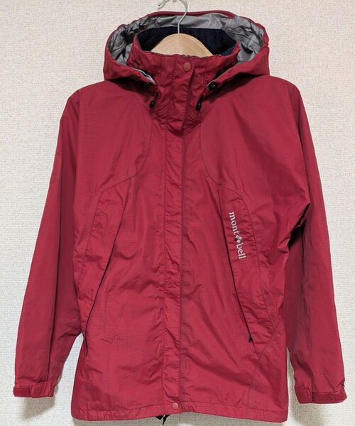良品 GORE-TEX レインダンサー レディースS エンジ色 モンベル マウンテンパーカー