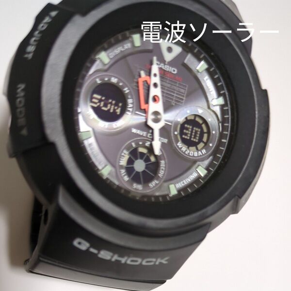 カシオ CASIO G-SHOCK Gショック 電波ソーラー ブラック アナデジ 腕時計 稼働 クオーツawg-500j-1ajf