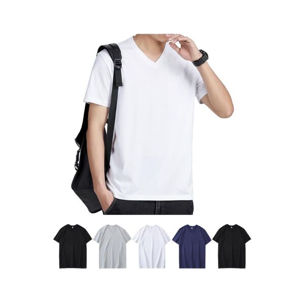 5枚組 綿100% Vネック 半袖 Tシャツ やわらか肌着 抗菌防臭加工 オールシーズン 下着 メンズ