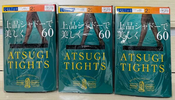 アツギ タイツ 2足組×3個 ブラック L-LL 上品シャドーで美しく 60デニール