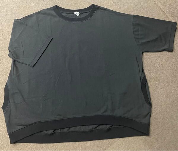 トロワシス カットソー 半袖 Tシャツ トップス ポケット付き スミクロ ブラック チャコールグレー トップス