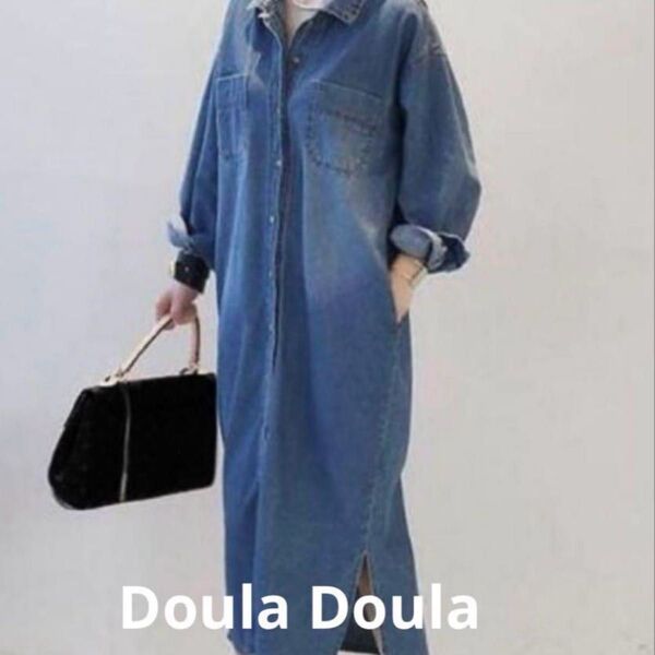 美品☆一度着用Doula Doulaデニム シャツワンピース 長袖☆羽織りにも