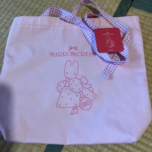マロンクリーム トートバッグ サンリオ レトロ リボン付き ギンガムチェック