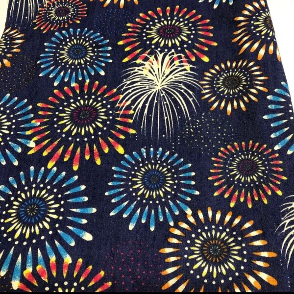 花火柄 テーブルクロス ハギレ リメイク 手芸 ハンドメイド 入学準備にも 綿100%