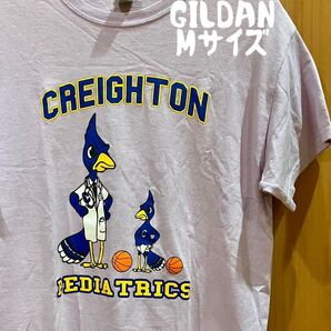 US古着 ギルダン Tシャツ Mサイズ バスケットボール くすみ紫 パープル ヴィンテージ ビンテージ Tシャツ
