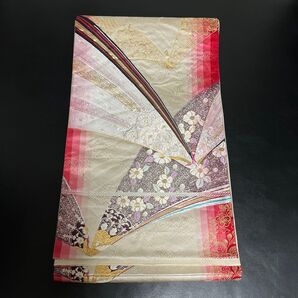 袋帯☆孔雀柄 花柄 金糸 豪華刺繍 振袖