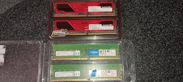 Crucial/Team DDR4-3200 8GBメモリ 4枚セット 合計32GB