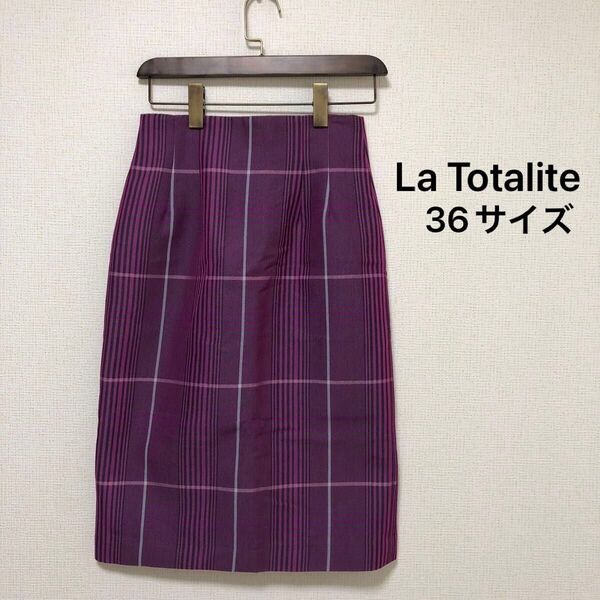 【美品】La Totalite タイトスカート 36 S ラトータリテ チェック チェック柄