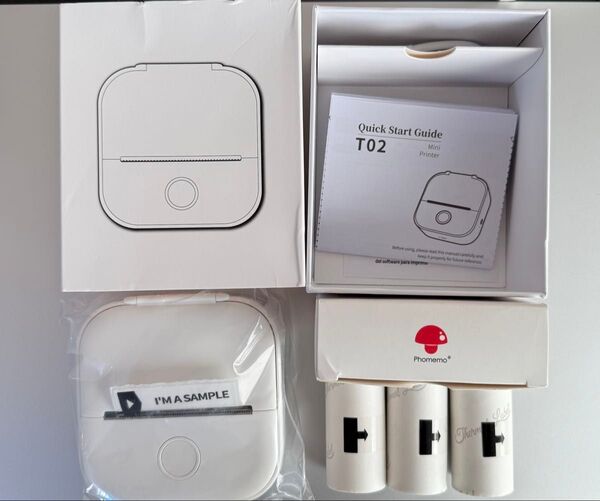 ★新品未使用品 限定価格! 購入日翌日までに発送! Phomemo T02 小型プリンター 白色 ホワイト ☆3ロールおまけ付き