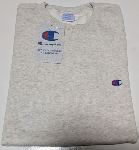 チャンピオン スウェット半袖Tシャツ ワンポイントロゴ刺繍 肌L トレーナー
