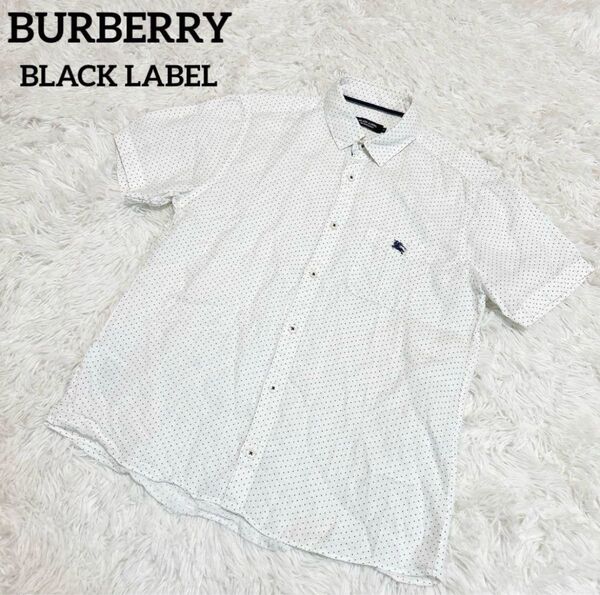BURBERRY バーバリー ブラックレーベル 半袖 ホワイト 白 ドット柄 お洒落 爽やか ビジネスシャツ カジュアルシャツ
