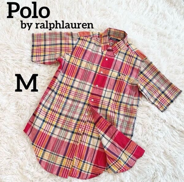 Polo by ralphlauren ポロバイラルフローレン マドラスチェック柄 半袖シャツ メンズ M お洒落 カジュアル