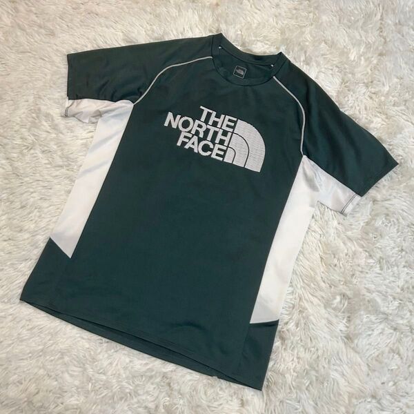 レアカラー THE NORTH FACE Tシャツ ノースフェイス ビッグ ロゴ XL ザノースフェイス グリーン 緑 ホワイト