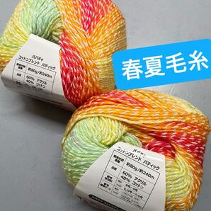 手編み糸 パパチャ コットンブレンドバティック 色番1004 2玉セット 春夏毛糸 手芸材料 毛糸