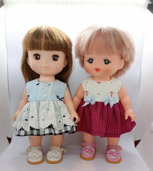 メルちゃん ソランちゃんサイズ ハンドメイド 切替ワンピース2着セット S5-95