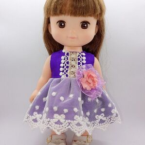 メルちゃん ソランちゃんサイズ 紫のチュールドレス S5-89