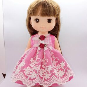 メルちゃん ソランちゃんサイズ ハンドメイド ピンクのチュールドレス S5-90
