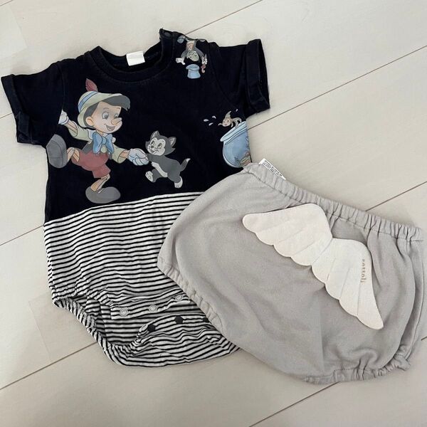 ベビー服 2点セット ロンパース ブルマ 70-80