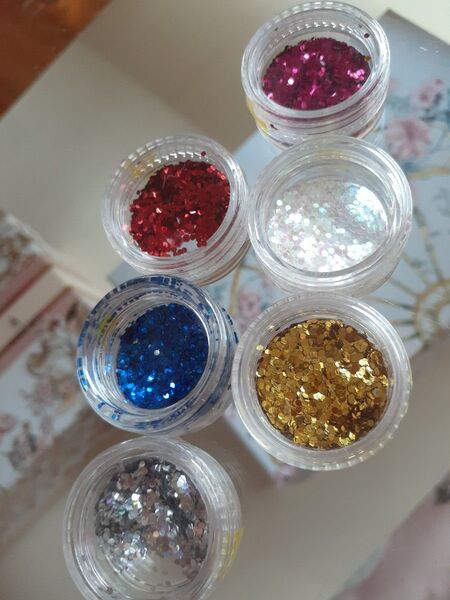 6個セット ラメグリッターパウダー ネイル レジン デコ