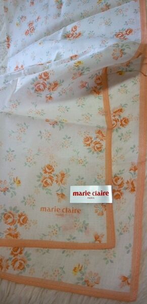 【 marie claire マリ・クレール 】花柄/フラワーハンカチ 綿100% 約45×45 日本製 会食時のひざ掛けにも♪
