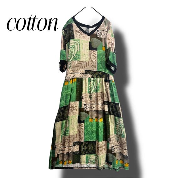 薄手cotton 結局これが一番涼しい ワンピース 半袖