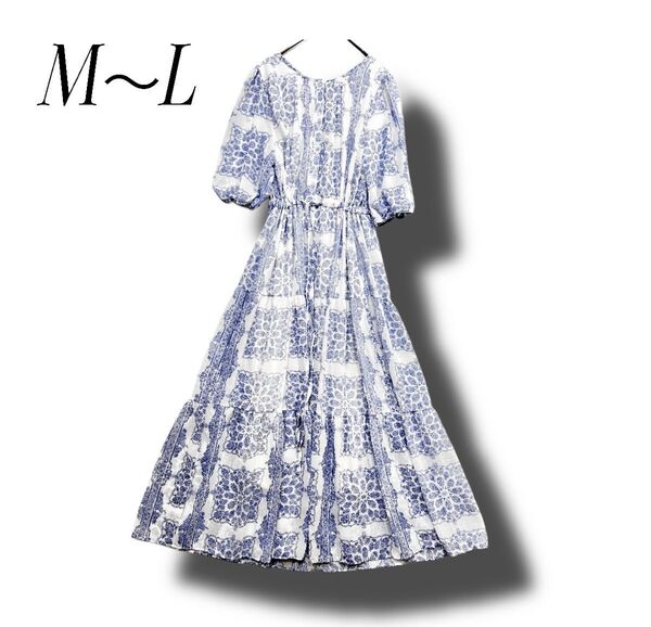 涼しげ どこか懐かし可愛い5部袖ワンピ