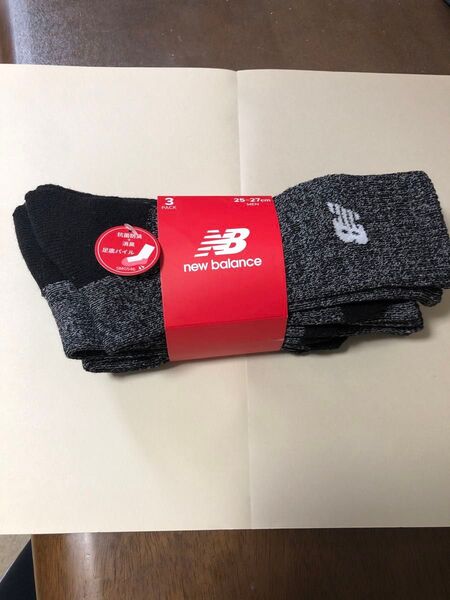 new balance 靴下 メンズ 3足セット 25〜27cm 黒 ブラック 未使用