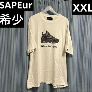 希少!SAPEur モアテンモチーフTシャツ XXL サプール 半袖 白 半袖Tシャツ ロゴ ホワイト