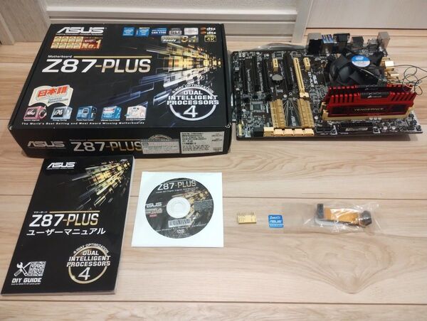 中古 ASUS Z-87 PLUS マザーボード、コアi7、16Gメモリ付き、箱、説明書あり