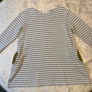 ハートマーケット 大きいサイズF 身幅58 厚手ボーダーカットソー 両脇ポケット付 美品ストレッチ♪