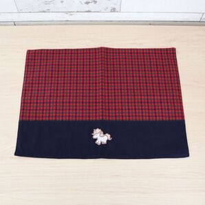 【ユニコーンのワッペン付き】 ファミリア風 赤チェックランチョンマット30×40