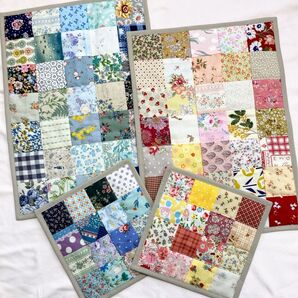 パッチワークキルトマット 4枚セット ハンドメイド