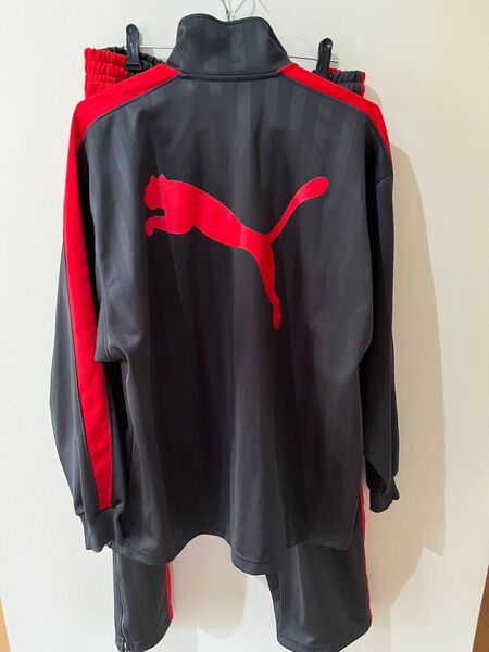 PUMA ジャージー ジャケット ウェア セットアップ 赤 上下 ロゴ