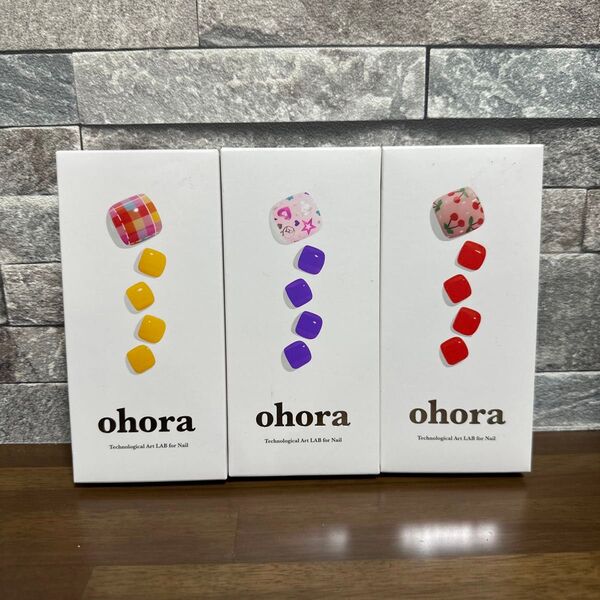 ohora オホーラ セミキュアジェル ネイルシール フット 3箱セット ⑤ ジェルネイルシール