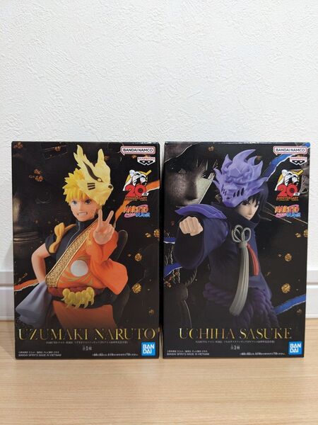 【新品・未開封】NARUTO ナルト フィギュア TVアニメ20周年記念衣装★うずまきナルト★うちはサスケ全2種セット