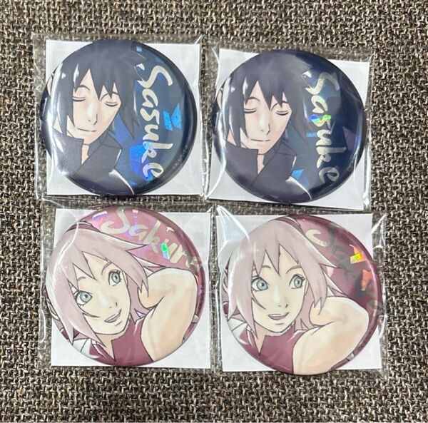 サスケ&サクラ 缶バッジ ナンジャタウン NARUTO ナルト