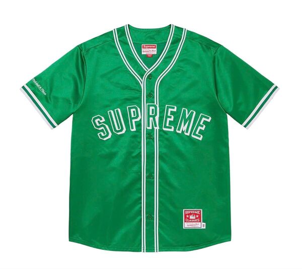Supreme / Mitchell & Ness Satin Baseball Jersey "Green" L サイズ
