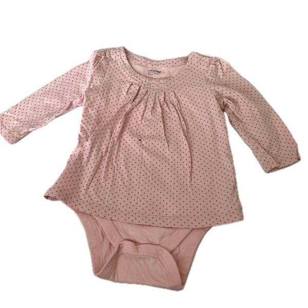 baby Gap 80cm12-18months ピンクドット柄 長袖ロンパース