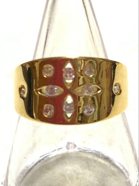 18金 ダイヤファッションリング/ 18金 ダイヤデザインリング 新品未使用3.5g ダイヤ0.22ct 訂正10号→11.5号