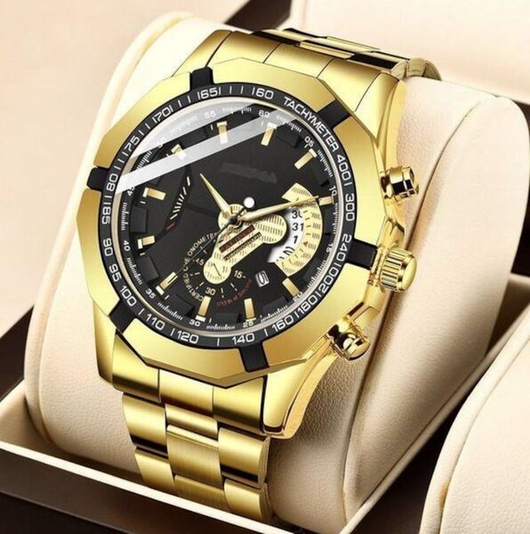 新品 クロノグラフ GENEVA 腕時計メンズ 黒金a00cpgyvcgeq