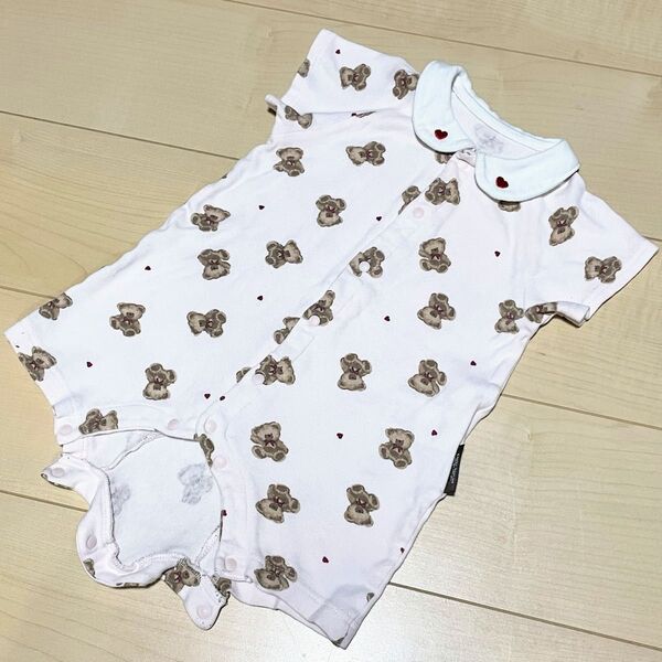 アプレレクール*80cm*半袖テディベア柄ロンパース
