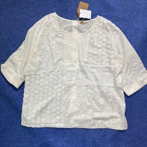 新品 ソウルベリー コットン レースパッチワークブラウス オフホワイト 大きいサイズ 3L